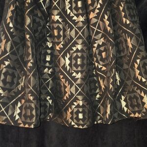 Ashley Stewart Black and Gold Geometric A-Line Skirt